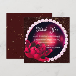 Elegant Bourgondisch Roos Pearl Wedding Jubileum Bedankkaart