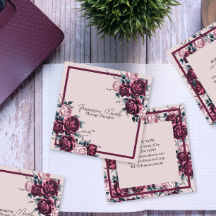 Elegant Bourgondisch Roos Square Visitekaartje