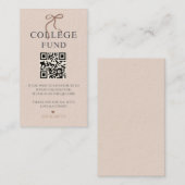 Elegant Bow Afstuderen College Fund QR-code Visitekaartje (Voorkant / Achterkant)
