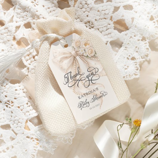 Elegant Bow Baby Shower Thank You Cadeaulabel