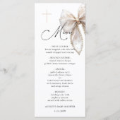 Elegant Bow Baptism Baby Shower Menu (Devant)