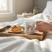 Elegant Bow Beige Stripes Name Mug