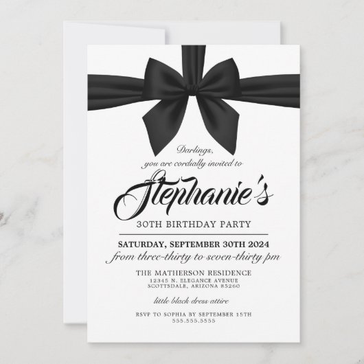 Elegant Bow Black Tiffany Invitation Anniversaire (Devant)