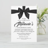 Elegant Bow Black Tiffany Invitation Anniversaire (Debout devant)