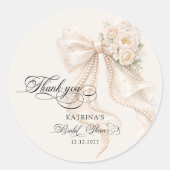 Elegant Bow Bridal Shower Ronde Sticker (Voorkant)