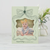 Elégant Bow Carte photo de vacances Noël vert (Debout devant)