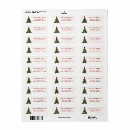 Elegant Bow Christmas Tree Address Label (Full Sheet)