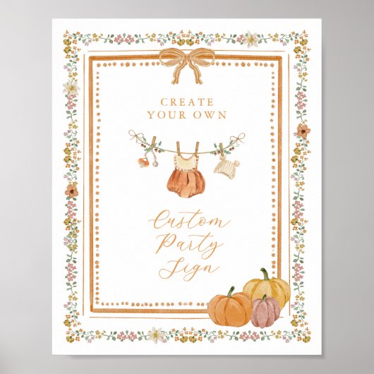 Elegant Bow Fall in Love Baby Shower Custom Sign Poster (Voorkant)