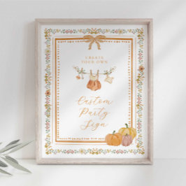 Elegant Bow Fall in Love Baby Shower Custom Sign Poster