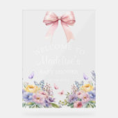 Elégant Bow Floral Baby shower fille Affiche de bi (Recto)