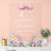 Elégant Bow Floral Baby shower fille Affiche de bi (Mariage)