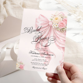 Elegant Bow Floral Blush Pink Bridal Shower  Kaart