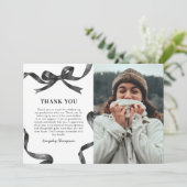 Elegant Bow Graduation Photo Bedankkaart (Staand voorkant)