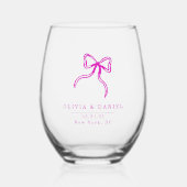 Elegant Bow Mariage rose en faveur Verre (Recto)