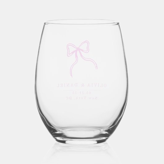 Elegant Bow Mariage rose en faveur Verre (Verso)