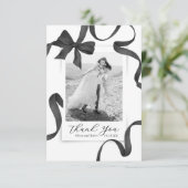 Elegant Bow Photo Mariage Carte de remerciements (Debout devant)