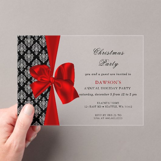 Elégant Bow rouge Noël Fête de Noël Invitation (In situ (ordinateur de poche))