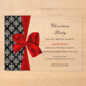 Elégant Bow rouge Noël Fête de Noël Invitation (Recto)
