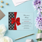 Elégant Bow rouge Noël Fête de Noël Invitation (Insitu (Mariage))