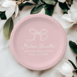 Elegant Bow Roze Afstuderen Papieren Bordje