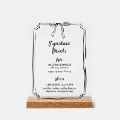 Elégant Bow Signature Boissons Mariage Bar Menu (Recto)