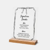 Elégant Bow Signature Boissons Mariage Bar Menu (Angle)
