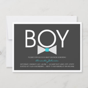 Elegant Bow Stropdas Boy Baby Shower Invitations Kaart