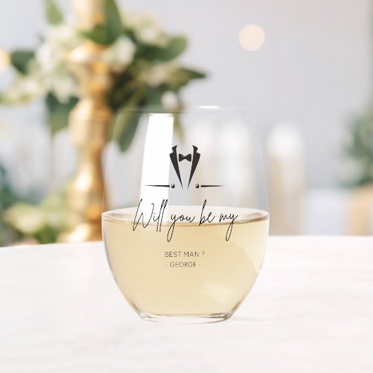 Elegant Bow Stropdas Tuxedo Beste Man Voorstel Gif Wijnglas Zonder Voet (Insitu (Huwelijk))