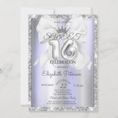 Elegant Bow,Tiara,Violet Silver Glitter Sweet 16  Kaart (Voorkant)