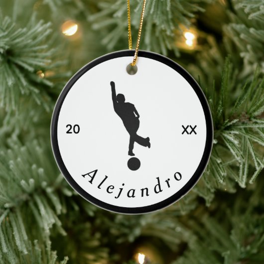 Elegant Bowling Theme Bowler Black White  Keramisch Ornament (Boom)