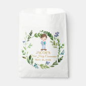 Elegant Boy First Holy Communion Greenery Wreath Bedankzakje (Voorkant)