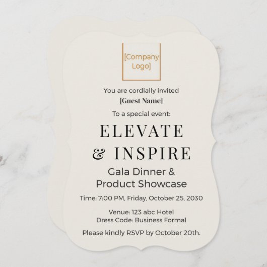 Elegant Bracket Invitation | Corporate Gala & Even (Devant / Derrière)