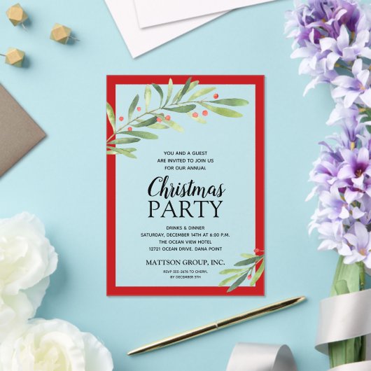 Elegant Branch and Berries Christmas Party Acryl Uitnodigingen (Insitu (Huwelijk))