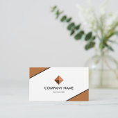Elegant Branded Brown & White Visitekaartje (Staand voorkant)