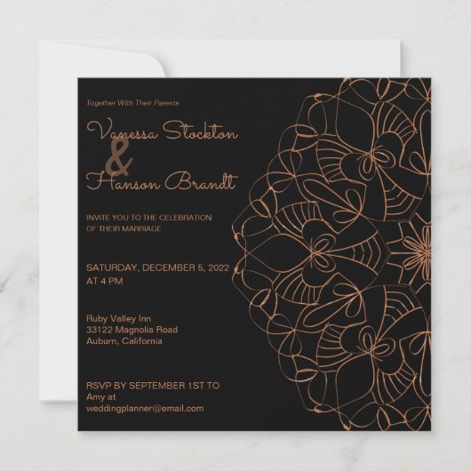 Elegant Brass Mandala Wedding Kaart (Voorkant)