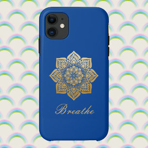 Elegant Breathe Deep Royal Blue en Gold Mandala iPhone 11 Hoesje