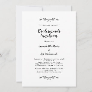 Elegant Bridal Luncheon Bridesmaids Zwart-wit Kaart