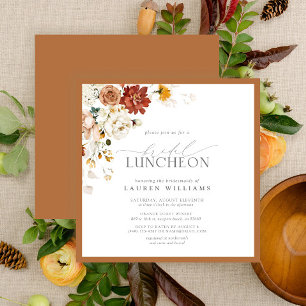 Elegant Bridal Luncheon Floral Rust Sinaasappel Kaart