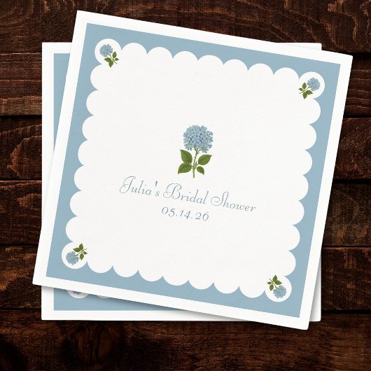 Elegant Bridal Shower Classic Dusty Blue Hydrangea Servet