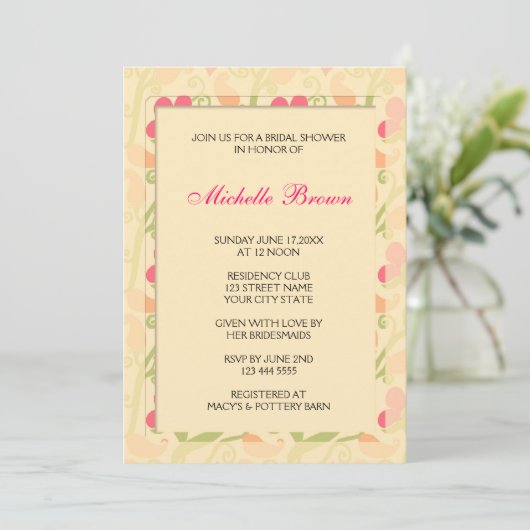 Elegant Bridal Shower Invitation Kaart (Staand voorkant)