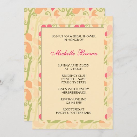 Elegant Bridal Shower Invitation Kaart (Voorkant / Achterkant)