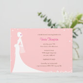 Elegant Bride Bridal Shower Invitation - Roze Kaart (Staand voorkant)