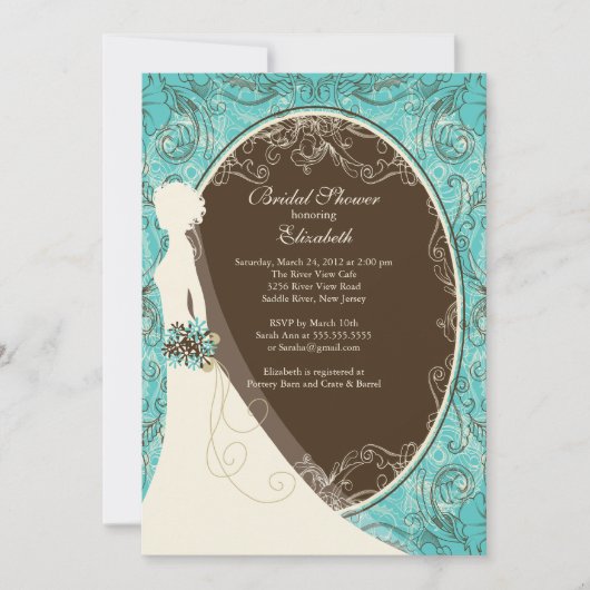 Elegant Bride Bridal Shower Invitations Kaart (Voorkant)