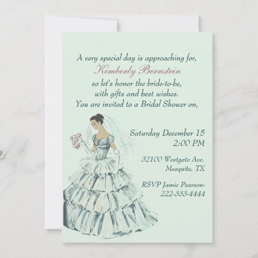 Elegant  Bride Bridal Shower Kaart (Voorkant)