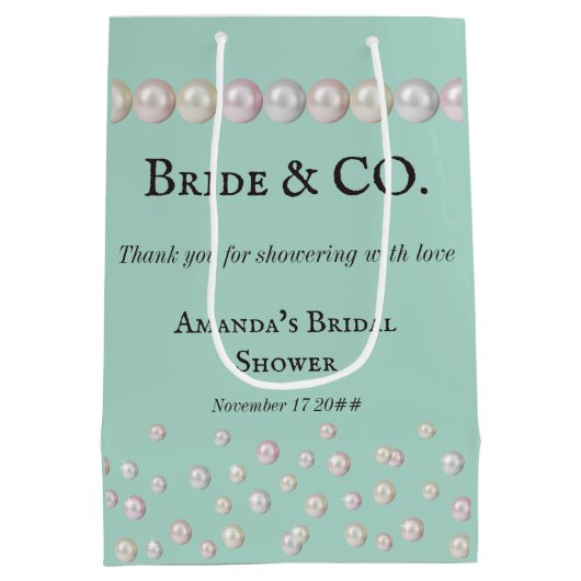 Elegant Bride & Co Blauwgroen Blue Pearl Vrijgezel Medium Cadeauzakje (Achterkant)