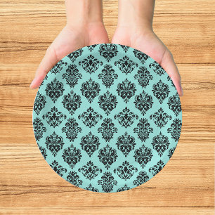 Elegant Bride & Co. Damast Bruidsfeest Teal Papieren Bordje