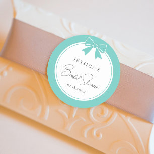 Elegant Bride & Co. Turquoise Blauwe Strik Bruidsf Ronde Sticker