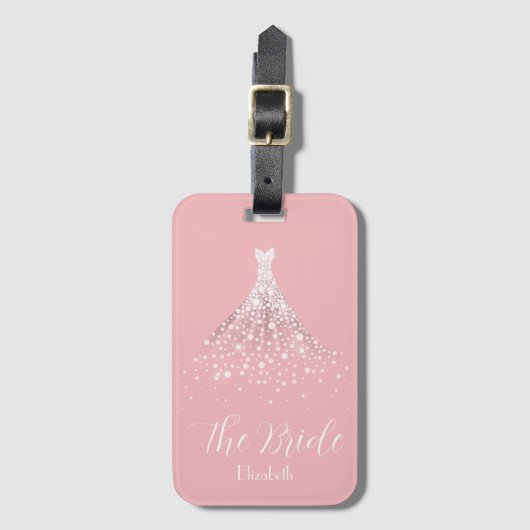 Elegant Bride en Diamond Dress Team Bride Pink Bagagelabel (Voorkant (verticaal))