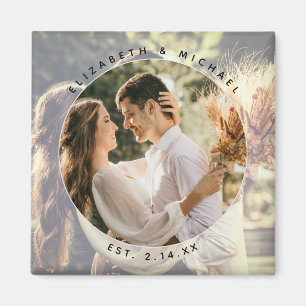 Elegant Bride en Groom Couple Photo Wedding Favor Magneet