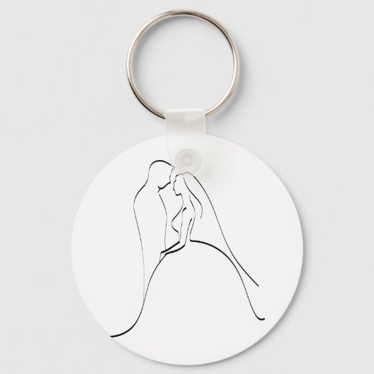 Elegant Bride en Groom Silhouette Sjabloon Sleutelhanger (Voorkant)
